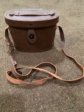 Vintage Brown Leather binoculars Case Bag